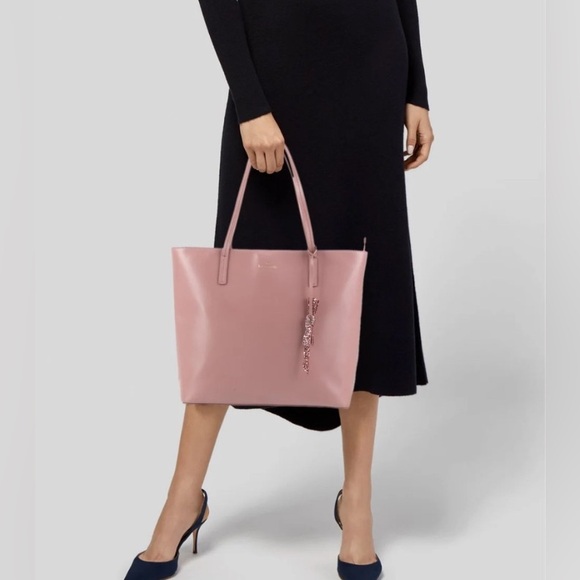 12:00 Bag - Kate Spade Seton Drive Karla Pink Leather Handbag w/ Glitter Bow - Picture 7 of 7